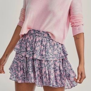 Love Shack Fancy Skirt Floral Pink and Purple